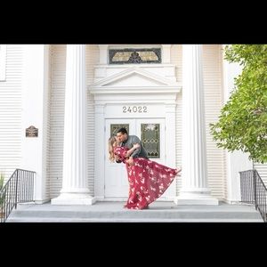 Burgundy Floral Print Wrap Maxi Dress
